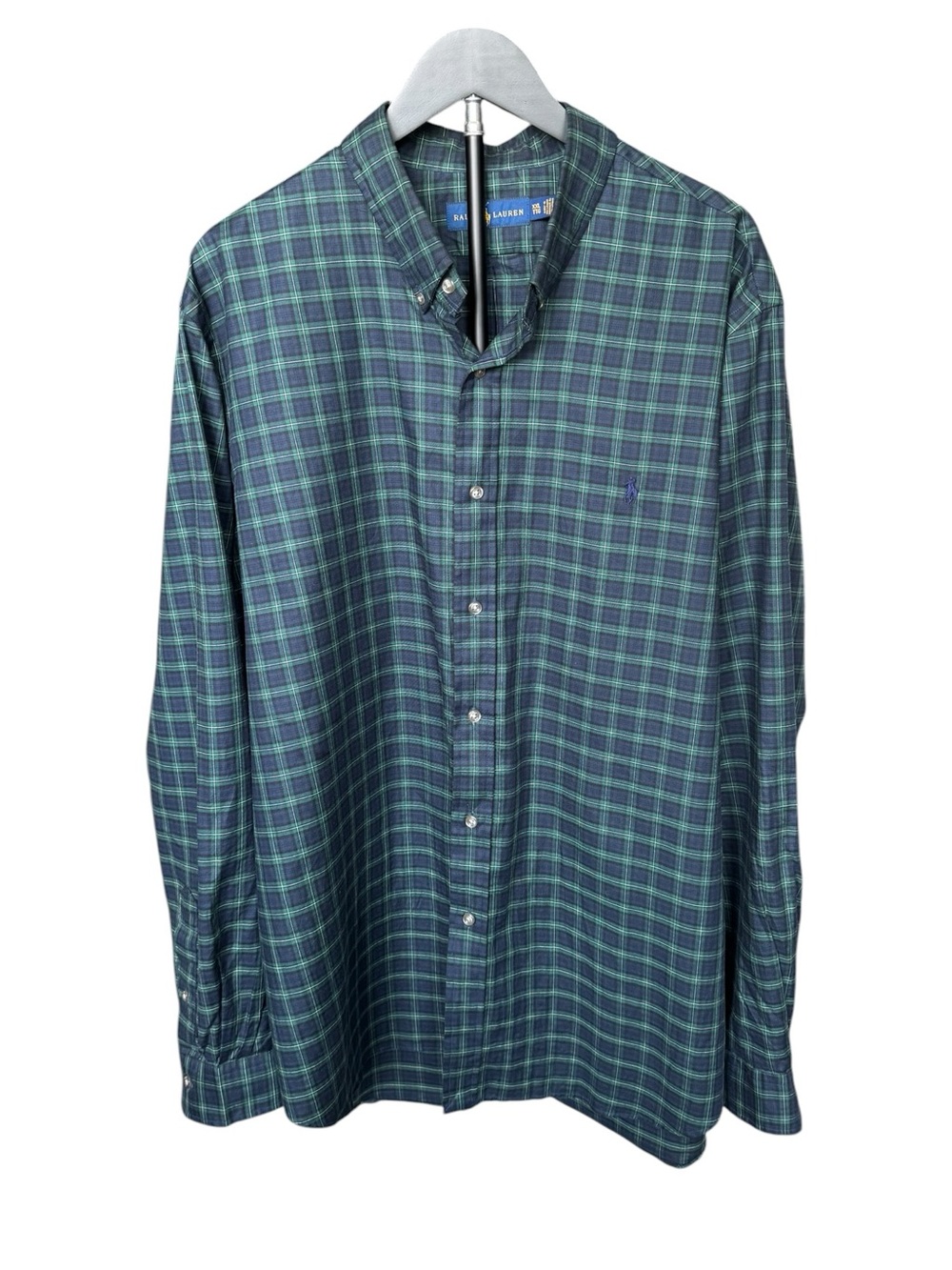 Ralph Lauren Blue and Green Plaid Button-Down Shirt